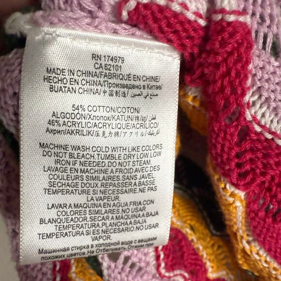 BCBGeneration Multicolor Chevron Stripe Crochet Knit One Shoulder Crop Top M - Picture 7 of 7